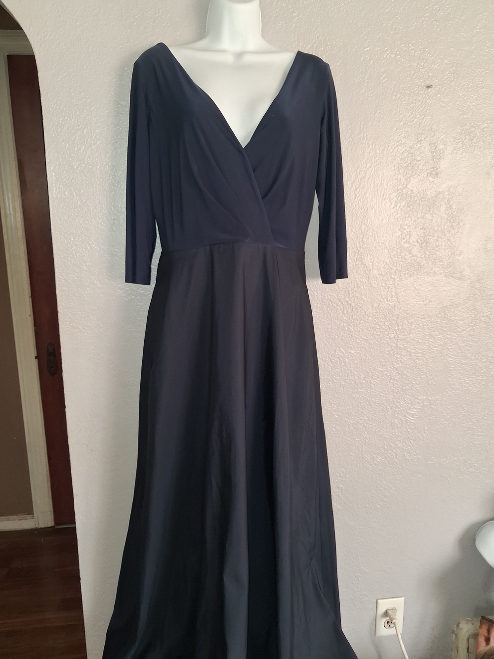 Alfred Sung Gown Women 10Blue Stretch Jersey Top Taffeta Skirt Maxi Formal Dress